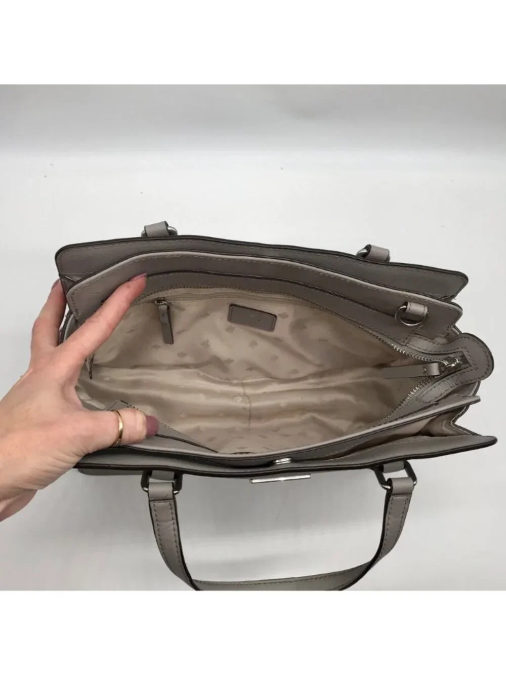 Kate Spade Gray Saffiano Leather Laurel Way Reese Satchel Bag